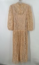 Vestido Maxi Feminino Vintage Rina Di Montella Bege Floral Renda Manga Longa Tamanho 8 comprar usado  Enviando para Brazil