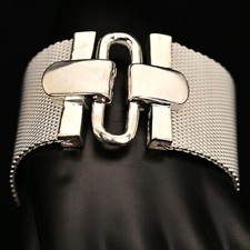 Pulseira RALPH LAUREN Vintage Original Assinada Designer Prata Malha Fivela Estate comprar usado  Enviando para Brazil