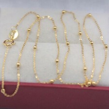 Colar feminino de corrente de ouro 18K com miçangas e O 16" 18" 20" 22" 24" ouro amarelo 18k, usado comprar usado  Enviando para Brazil