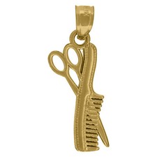Pingente pingente presente feminino ouro amarelo 10kt tesoura unissex pente ferramentas comprar usado  Enviando para Brazil