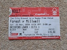 Millwall away ticket for sale  STUDLEY