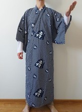 Używany, Juguemm Midnight Blue Kimono Bawełna Japoński szlafrok Długa sukienka Vintage na sprzedaż  PL