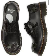 Sapato Oxfords Feminino Dr. Martens Aplique Floral Preto Couro Floral Tamanho 7 Novo com etiquetas comprar usado  Enviando para Brazil
