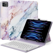 Uniwersalne etui na tablet z klawiaturą Bluetooth 9-11 cali - fioletowy marmur, używany na sprzedaż  PL