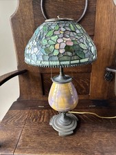 Abajur floral vintage vitral com base imperial Roseville-22”-EX! comprar usado  Enviando para Brazil