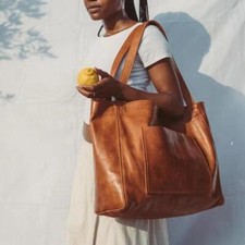 Bolsa tote feminina de couro ecológico cera óleo bolsa feminina alta capacidade shopper bolsa grande # comprar usado  Enviando para Brazil
