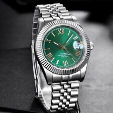Relógio masculino automático 36mm NH35 mostrador verde sunburst algarismos romanos pulseira jubileu, usado comprar usado  Enviando para Brazil