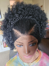 Peruca trançada de renda frente 13X6 Cornrow feita à mão Afro 1B comprar usado  Enviando para Brazil
