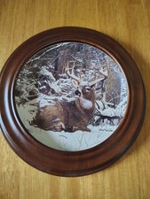 Placa de colecionador Danbury Mint "Winter Stag" por Bob Travers 1992 com madeira redonda comprar usado  Enviando para Brazil