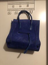 Autêntica Bolsa de Mão Usada CELINE Bagagem Fantasma Couro Camurça Azul Bolsa de Mão Usada, usado comprar usado  Enviando para Brazil