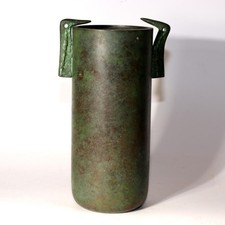 Vaso de bronze japonês assinado por Aso Saburo arte moderna de metal vaso de flores BV655 comprar usado  Enviando para Brazil