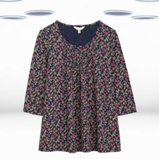 Blusa feminina Ex Seasalt manga 3/4 estampada detalhe pintuck em flor marinha comprar usado  Enviando para Brazil