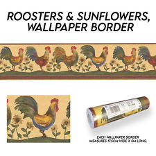 Roosters sunflowers wallpaper for sale  UK