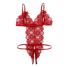 Terno de corpo de renda vermelha pelúcia costas abertas coração diamante virilha aberta sexy 10 12 14 16 comprar usado  Enviando para Brazil