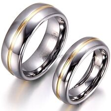 Aliança de casamento masculina feminina de carboneto de tungstênio prata polida anel de noivado comprar usado  Enviando para Brazil
