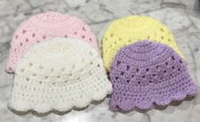Gorro de crochê para bebês recém-nascidos 0/3 meses 12” X 5” conjunto de cores feito à mão, usado comprar usado  Enviando para Brazil