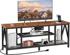 Suporte de TV marrom rústico Furologee para TVs de 70 polegadas com tomadas elétricas, portas USB, a comprar usado  Enviando para Brazil
