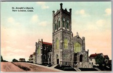 Cartão postal antigo Igreja de São José Nova Londres, CT 1900s comprar usado  Enviando para Brazil