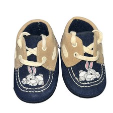 Sapatos de bebê vintage Warner Bros bebê insetos coelho lona azul, berço infantil tamanho 1 comprar usado  Enviando para Brazil