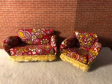 Silla y sofá Lisa casa de muñecas escala 1:16 Lundby sillón vintage tela retro segunda mano  Embacar hacia Mexico