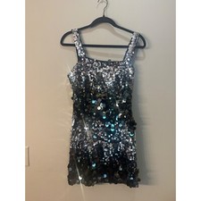 Mini vestido de festa B.right lantejoulas coquetel ombre prata preto tamanho P comprar usado  Enviando para Brazil