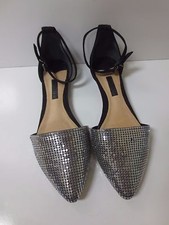 Sapato plano SCHUTZ preto camurça prata corrente alça de tornozelo 6B NOVO SEM CAIXA comprar usado  Enviando para Brazil