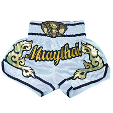 SHORTS MUAY THAI LUTA KICK BOXE MMA MARCA ELEFANTE BRANCO TAMANHO L CETIM, usado comprar usado  Enviando para Brazil