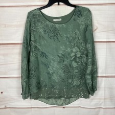 Blusa Viola Borghi Top Feminina M Verde Floral Seda Manga Longa Acabamento de Lantejoulas comprar usado  Enviando para Brazil