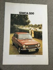 Simca 1100 brochure for sale  WEYMOUTH