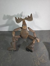 Escultura de madeira vintage esculpida à mão em alce articulado móvel comprar usado  Enviando para Brazil