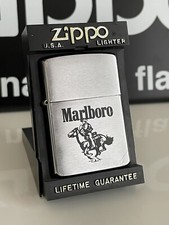 Zippo 1985, Marlboro Cowboy, Brushed Chrome, original insert, used, clean na sprzedaż Zippo 1985, Marlboro Cowboy, Brushed Chrome, original insert, used, clean na sprzedaż  PL