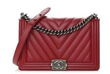 Bolsa Chanel média Le Boy vermelha Chevron comprar usado  Enviando para Brazil
