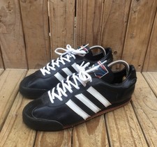 Tênis Adidas Kick Tango vintage preto listras brancas couro feito na Romênia Reino Unido 8 comprar usado  Enviando para Brazil