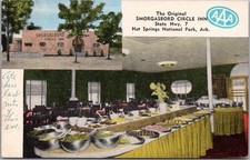 Hot Springs, Arkansas Cartão Postal SMORGASBORD CIRCLE INN Mesa Buffet / Linho Kropp comprar usado  Enviando para Brazil