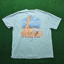 Camiseta masculina Sea Dog XL azul-petróleo claro vintage perseguindo cauda viva salgada Aruba, usado comprar usado  Enviando para Brazil