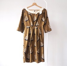 Orla Kiely jedwab dookoła świata żaglówka sukienka z nadrukiem retro marynarz pin up 6 (k4), używany na sprzedaż  PL