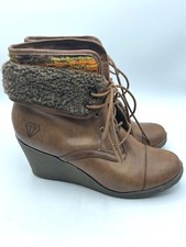 Bota Rock & Candy By Zigi Feminina SABRA Ankle Boot Cunha Pele Sintética com Cadarço Marrom Tamanho 8 comprar usado  Enviando para Brazil