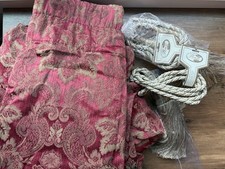 Usado, 2 painéis de cortina Croscill Bellissima ouro vermelho paisley jacquard brocado amarrar costas comprar usado  Enviando para Brazil