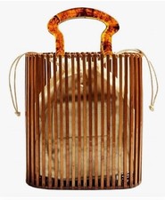 Bolsa balde feminina de acrílico e bambu - Nova sem etiquetas, usado comprar usado  Enviando para Brazil