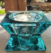 Usado, Suporte de vela vintage Vidrios San Miguel Aqua vidro reciclado pilar 3"H comprar usado  Enviando para Brazil