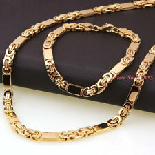 Hombres Mujeres Oro Acero Inoxidable Bizantino Cadena Collar Pulsera Joyería Set segunda mano  Embacar hacia Mexico