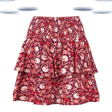 Mini-saia feminina Ex Joe Browns floral em camadas boho babado vermelha comprar usado  Enviando para Brazil