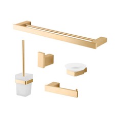 Juego de accesorios de baño cepillado dorado toallero soporte papel higiénico de lujo segunda mano  Embacar hacia Mexico
