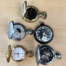 Lote de 5 relógios de bolso vintage quartzo e relíquia manual Westclox – estilos mistos comprar usado  Enviando para Brazil