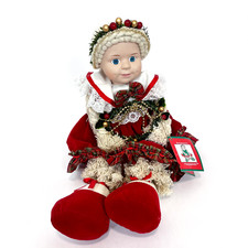 Boneca de Natal sueca rosto de porcelana pintado à mão e costurado guarda-roupa prateleira babá comprar usado  Enviando para Brazil