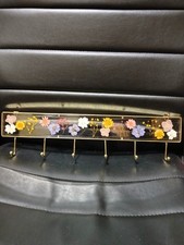 Ganchos e ferragens de ouro acrílico/vidro flor prensado 17" 6 ganchos penduráveis, usado comprar usado  Enviando para Brazil