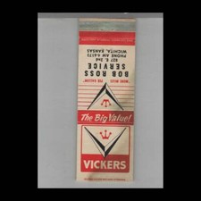 Matchbook cover vickers for sale  Raymond