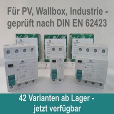 FI Typ B Schalter 16-63A 2P/4P | 30/100/300mA DC | DEKRA geprüft | PV DIN 62423 comprar usado  Enviando para Brazil