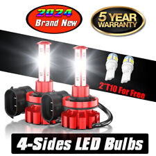 Farol de LED H8/H9/H11 6000K branco 4 lados lâmpadas de feixe alto/baixo super brilhantes, usado comprar usado  Enviando para Brazil