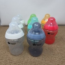 Lote 8 garrafas coloridas Tommee Tippee 9 oz plástico mais perto da natureza com tampas NOVO, usado comprar usado  Enviando para Brazil